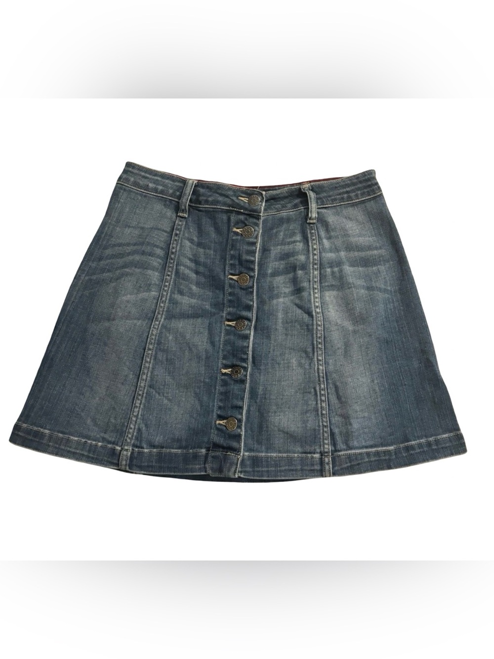 Cello Blue A-Line Mini 70’s Retro Inspired Boho Casual Drnim Jean Skirt Medium - Picture 2 of 5